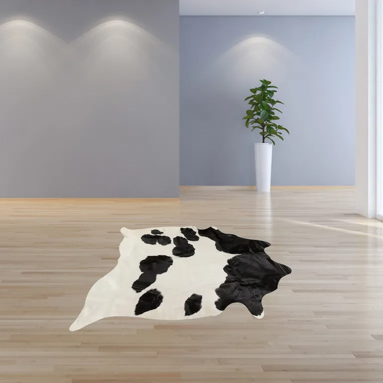 White and Black Cowhide  Rug Photo 4