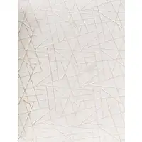 Photo of White and Gold Faux Fur Abstract Shag Non Skid Area Rug