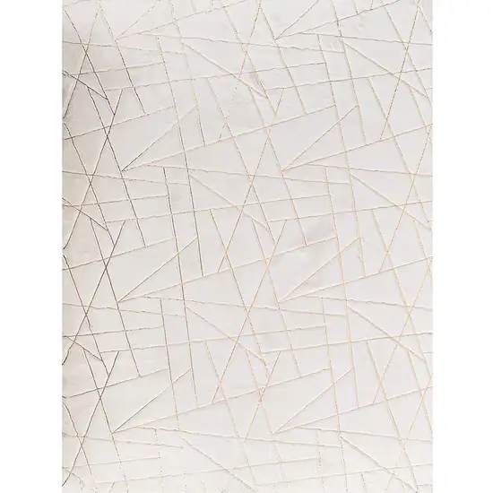 White and Gold Faux Fur Abstract Shag Non Skid Area Rug Photo 1