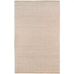 Photo of White and Natural Geometric Flatweave Handmade Area Rug