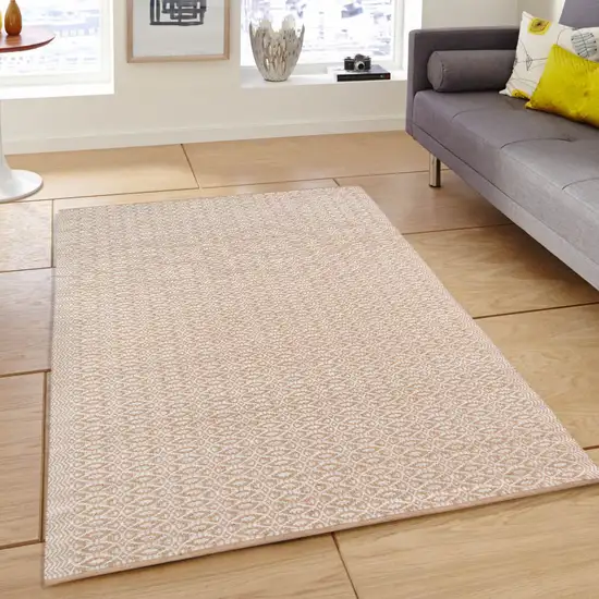 White and Natural Geometric Flatweave Handmade Area Rug Photo 5