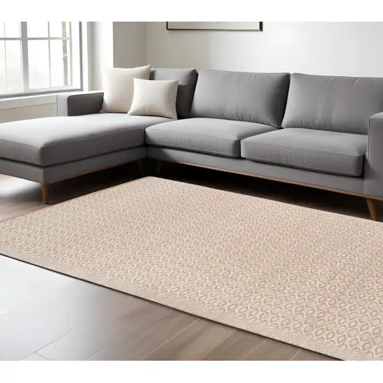 White and Tan Geometric Flatweave Handmade Area Rug Photo 1