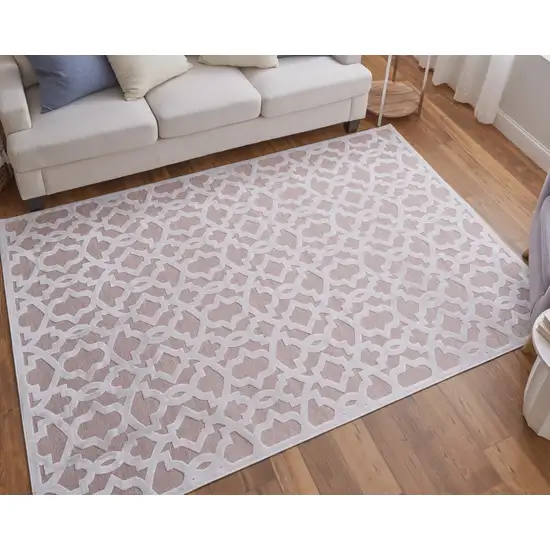 White and Pink Geometric Power Loom Area Rug Photo 7