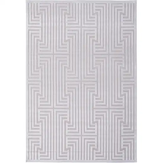 White and Pink Geometric Power Loom Area Rug Photo 2