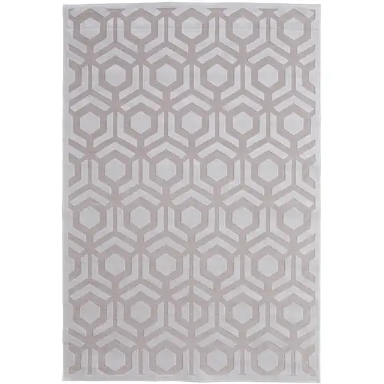 White and Pink Geometric Power Loom Area Rug Photo 2