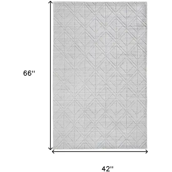 White and Silver Geometric Hand Woven Area Rug Photo 3