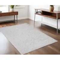 Photo of White and Silver Geometric Hand Woven Area Rug