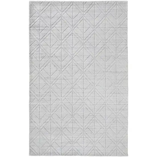 White and Silver Geometric Hand Woven Area Rug Photo 4