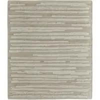 Photo of White and Tan Wool Striped Hand Woven Area Rug