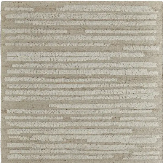 White and Tan Wool Striped Hand Woven Area Rug Photo 6