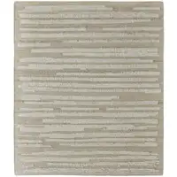 Photo of White and Tan Wool Striped Hand Woven Area Rug