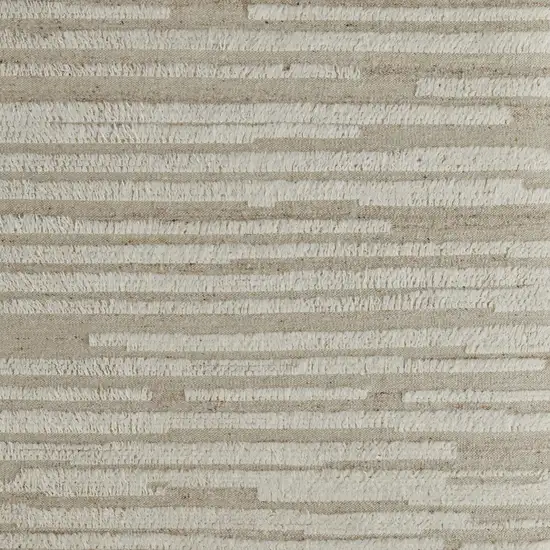 White and Tan Wool Striped Hand Woven Area Rug Photo 6