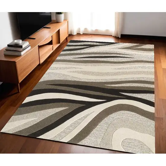 Wool Black Or  Beige Area Rug Photo 1