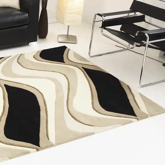 Wool Black or  Beige Area Rug Photo 2