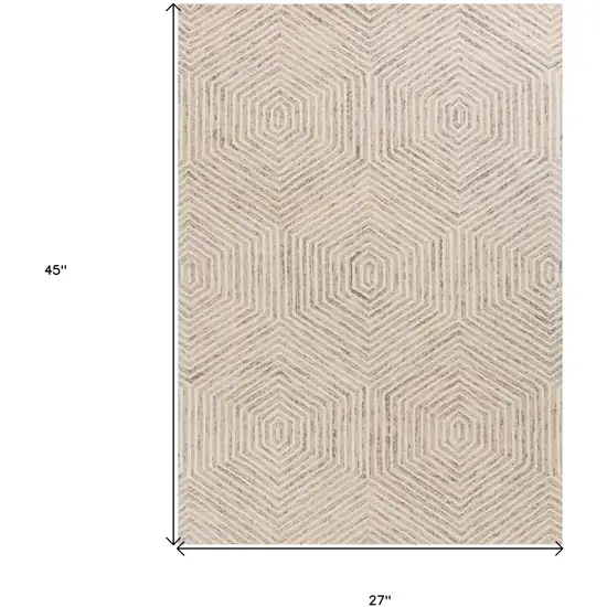 Ivory Wool Hand Tufted Area Rug Photo 3