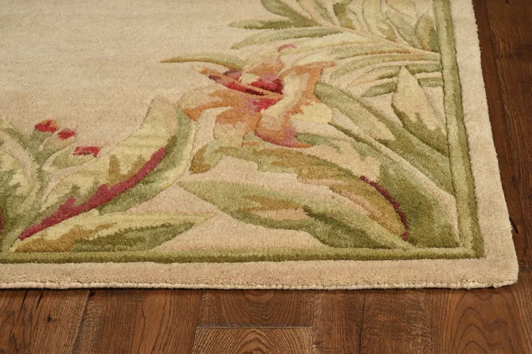 Wool Ivory Tropical Greenery Area Rug Photo 4