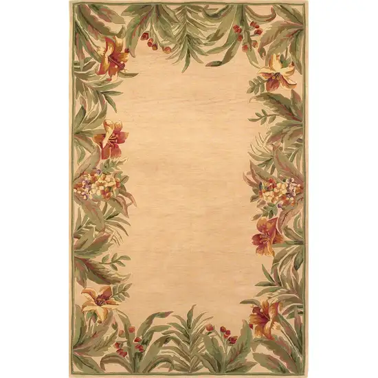 Wool Ivory Tropical Greenery Area Rug Photo 1