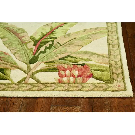 Wool Ivory with Laurel Border Palm Tree Area Rug Photo 3