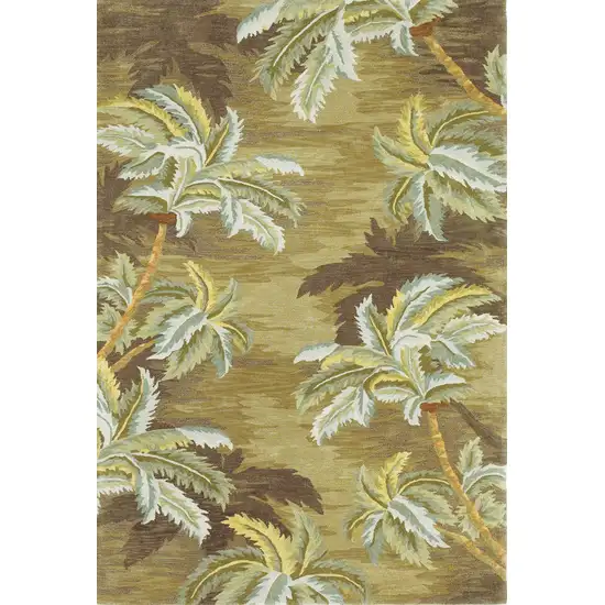 Wool  Moss Green Palm Trees Area Rug Photo 2