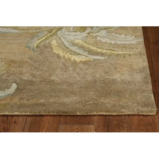 Wool  Moss Green Palm Trees Area Rug Photo 4