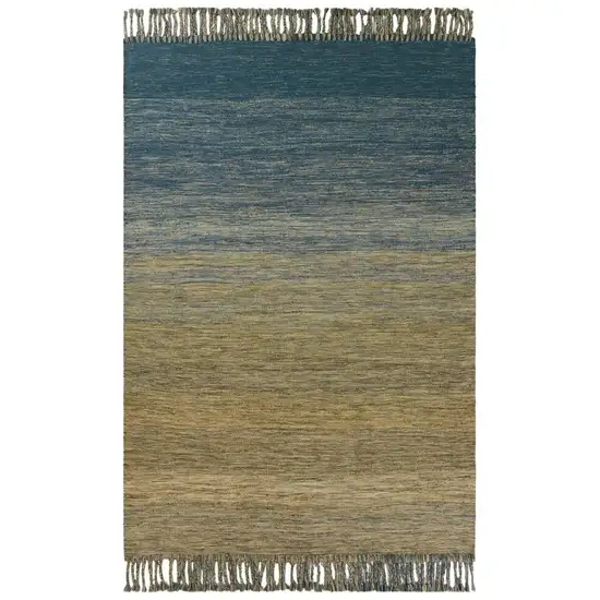 Blue and Ivory Wool Ombre Hand Woven Area Rug Photo 2