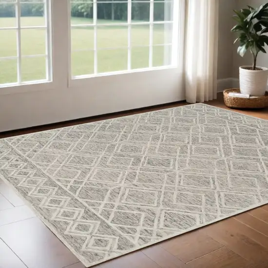 Sand Wool Geometric Hand Tufted Area Rug Photo 1