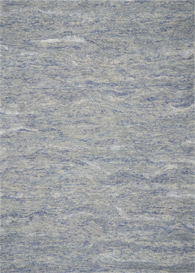 Wool and  Viscose Ocean Blue Area Rug Photo 1