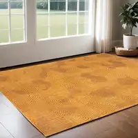 Photo of Yellow Abstract Non Skid Area Rug