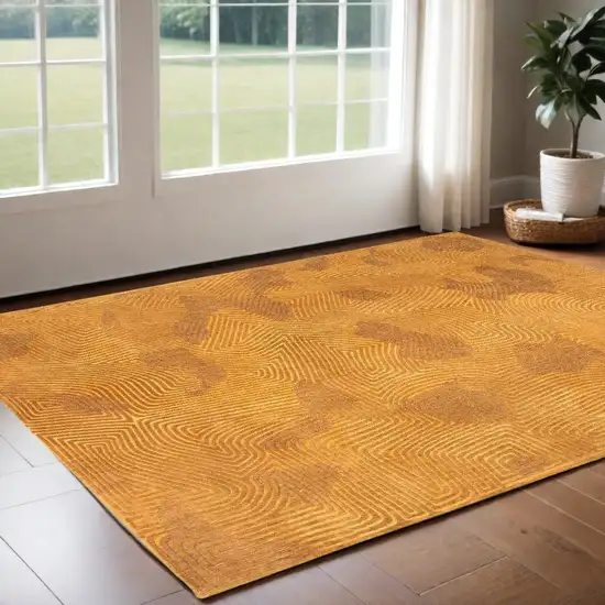 Yellow Abstract Non Skid Area Rug Photo 1