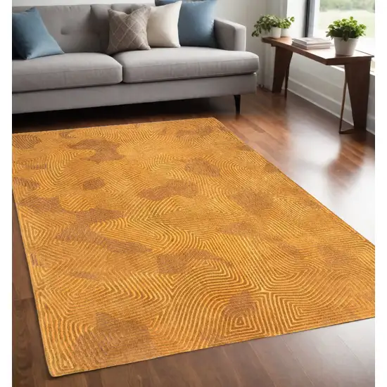 Yellow Abstract Non Skid Area Rug Photo 1