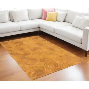 Photo of Yellow Abstract Non Skid Area Rug