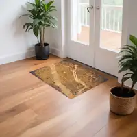 Photo of Yellow Abstract Non Skid Area Rug