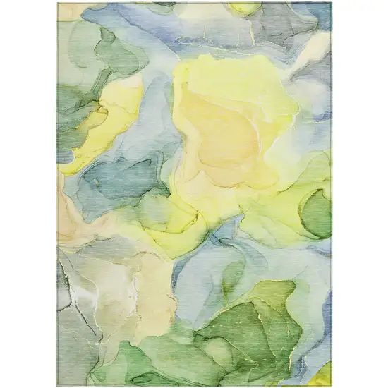 Yellow Abstract Washable Non Skid Indoor Outdoor Area Rug Photo 5