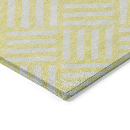 Yellow And Ivory Geometric Washable Indoor Outdoor Area Rug Photo 4