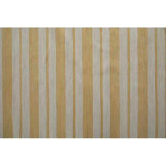 Yellow And Ivory Striped Dhurrie Hand Woven Stain Resistant Area Rug Photo 8