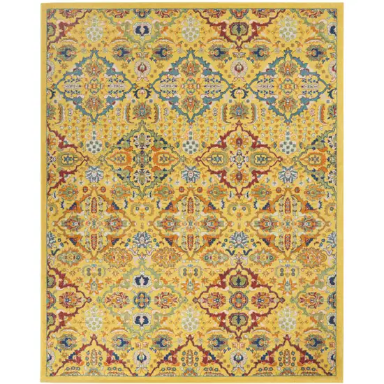 Yellow Floral Power Loom Area Rug Photo 1