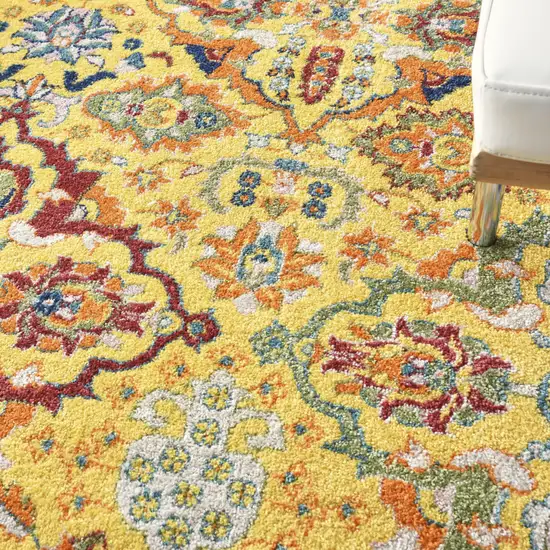 Yellow Floral Power Loom Area Rug Photo 6