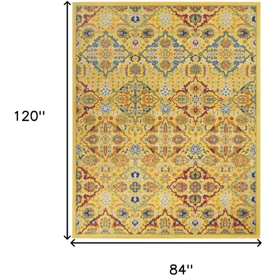 Yellow Floral Power Loom Area Rug Photo 9