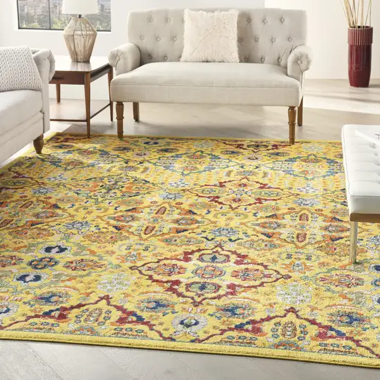 Yellow Floral Power Loom Area Rug Photo 7