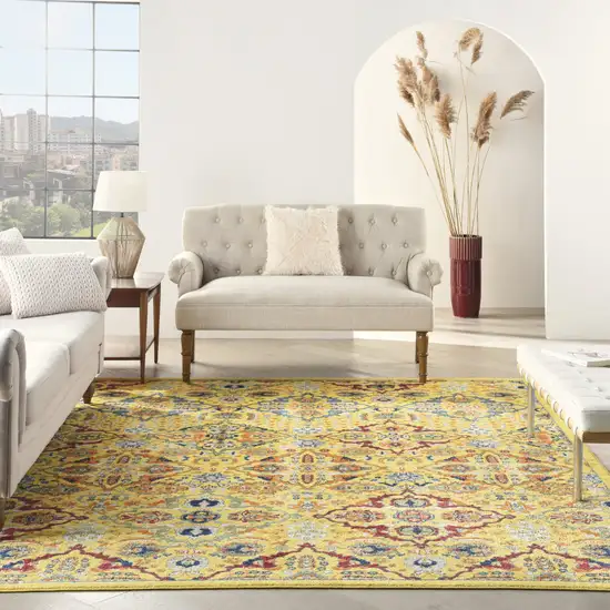 Yellow Floral Power Loom Area Rug Photo 8