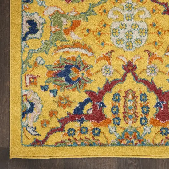 Yellow Floral Power Loom Area Rug Photo 3