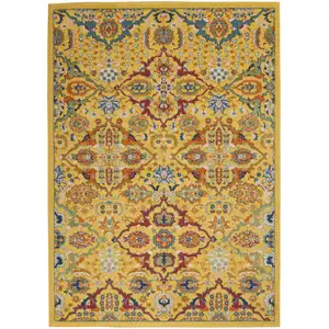 Photo of Yellow Floral Power Loom Area Rug