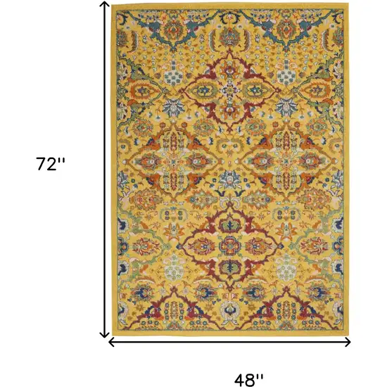 Yellow Floral Power Loom Area Rug Photo 9