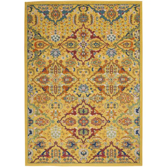 Yellow Floral Power Loom Area Rug Photo 1