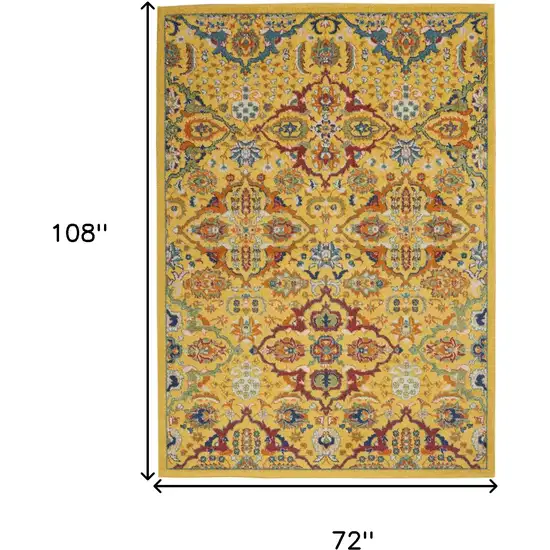 Yellow Floral Power Loom Area Rug Photo 9