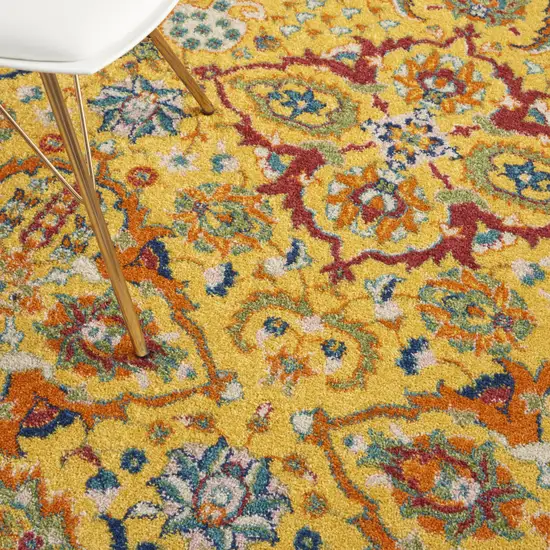 Yellow Floral Power Loom Area Rug Photo 6