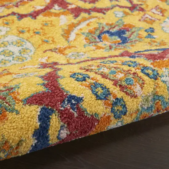 Yellow Floral Power Loom Area Rug Photo 6