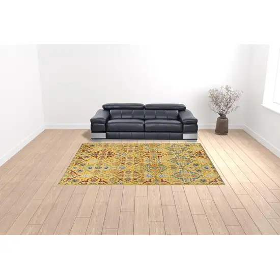 Yellow Floral Power Loom Area Rug Photo 2