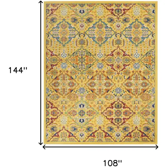 Yellow Floral Power Loom Area Rug Photo 3