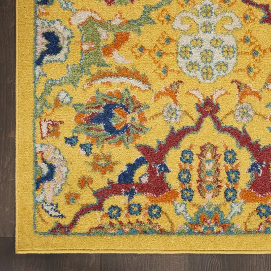 Yellow Floral Power Loom Area Rug Photo 3